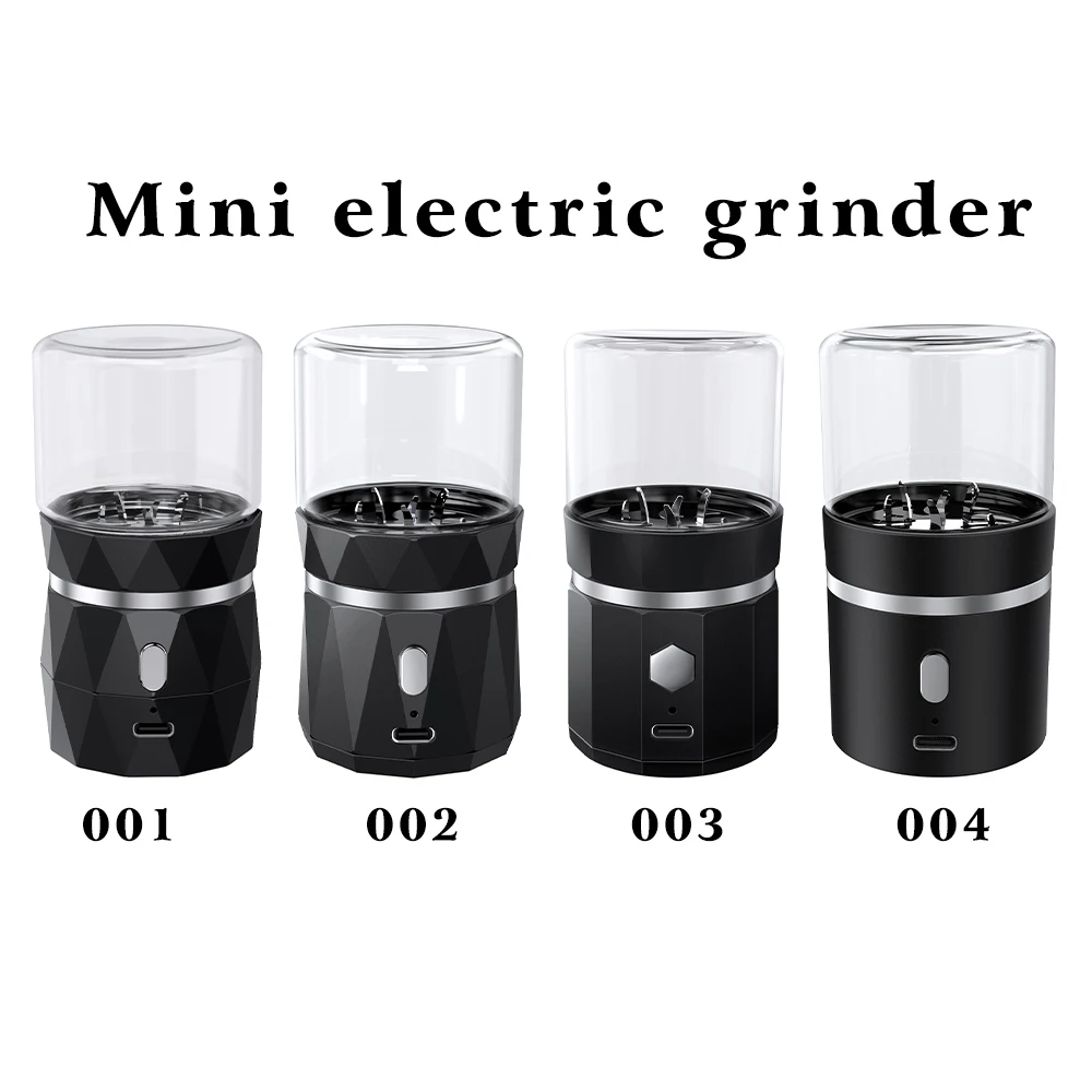 LTQ Mini Electric Grinder Portable Dry Herb Grinder Stainless Steel Grass Chamber Tobacco Grinders Type-C Four Versions