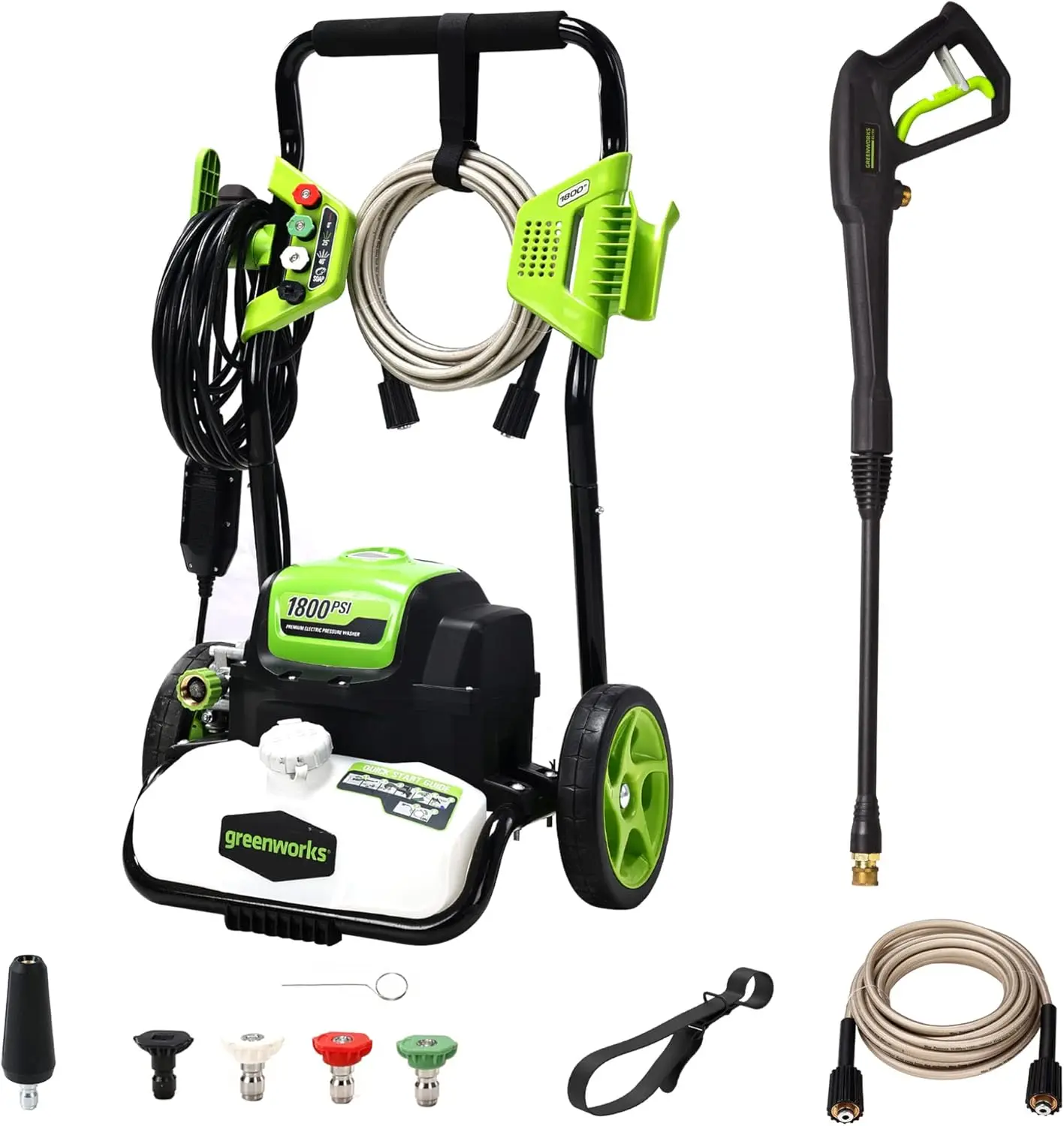1800 PSI 1.2 GPM Pressure Washer (Open Frame), PWMA Certified for Various Cleaning