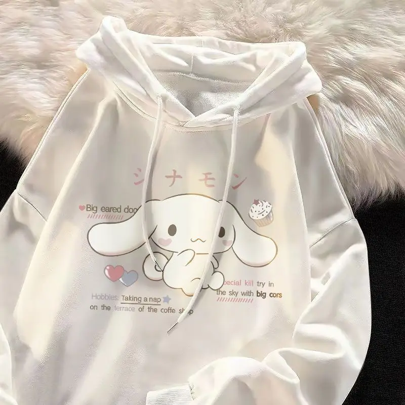 Sanrio Cinnamoroll Anime Kawaii Autumn Winter Hooded Sweatshirt Cute Cartoon Fashion Versatile Popular Loose Jacket Top Gift