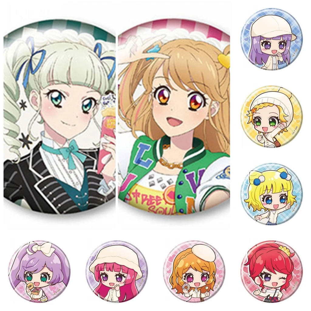 

58mm Anime Aikatsu Kiseki Raki Minato Mio Yuuki Aine Hoshimiya Ichigo Cosplay COSTUME Badge Pin SPTE Tinplate Brooch﻿ Prop