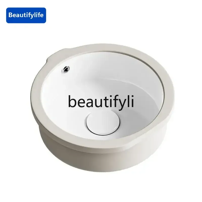 Hot sales  Regular round flat bottom undercounter basin Embedded wash basin Small size balcony household ceramic bathroom basin