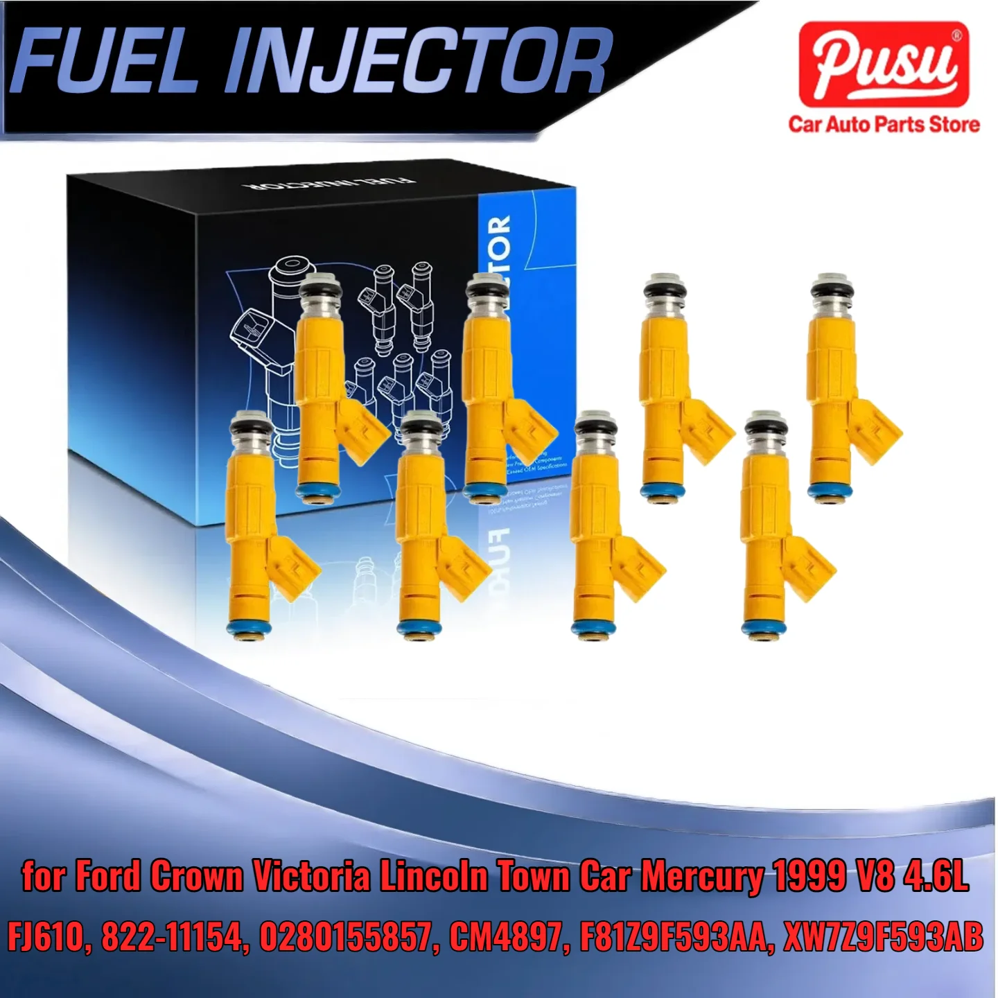 

Set of 8 Fuel Injectors for Ford Lincoln Mercury 4.6L V8 0280155857 FJ610 Fits Crown Victoria Town Car 1999