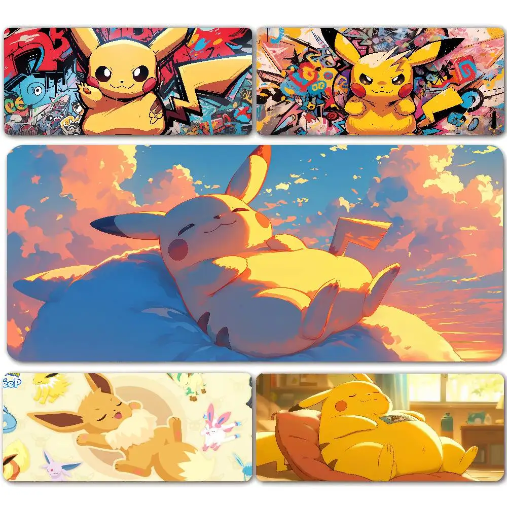 Pokemon Mimikyu Gaming Mouse Pad Large Desk Mat 2MM Stitched Edge Keyboard Pad Non Slip Rubber Base Office Table Mat