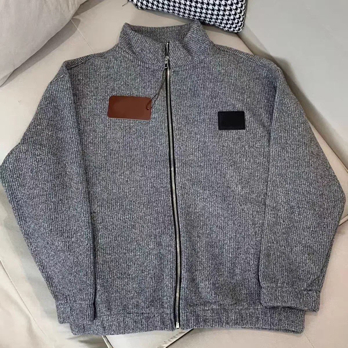 سترة محبوكة بسحاب كاجوال للخريف والشتاء من مزيج الصوف الإيطالي LP سترة واقفة