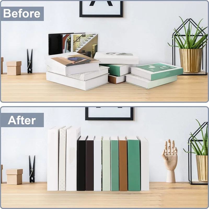 

-A16I L-Shaped Transparent Acrylic Bookends Stand Bookshelf Desktop Decorative Storage Rack Bookend Book Holder