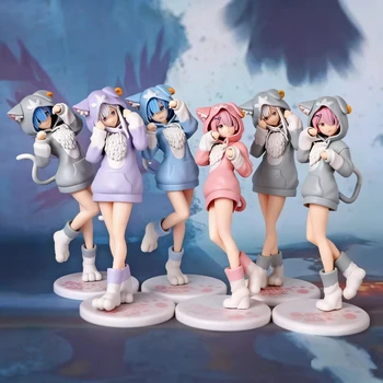 6 Figuras de Acción de Anime Re:Zero Rem, Ram y Emilia, Lindas Chicas de 20 cm
