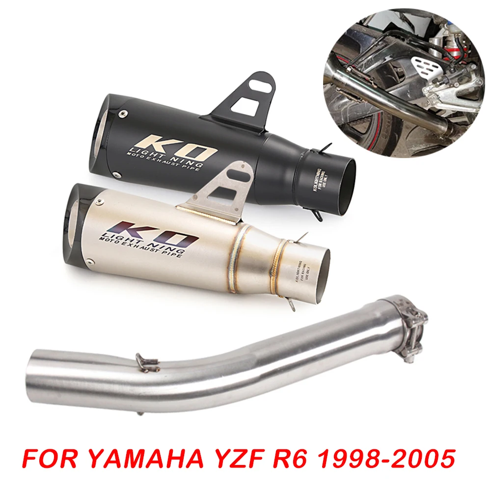 

51MM Escape For YAMAHA YZF R6 1998-2005 Motorcycle Exhaust Muffler Mid Link Pipe Stainless Steel Connect Tube NO DB Killer