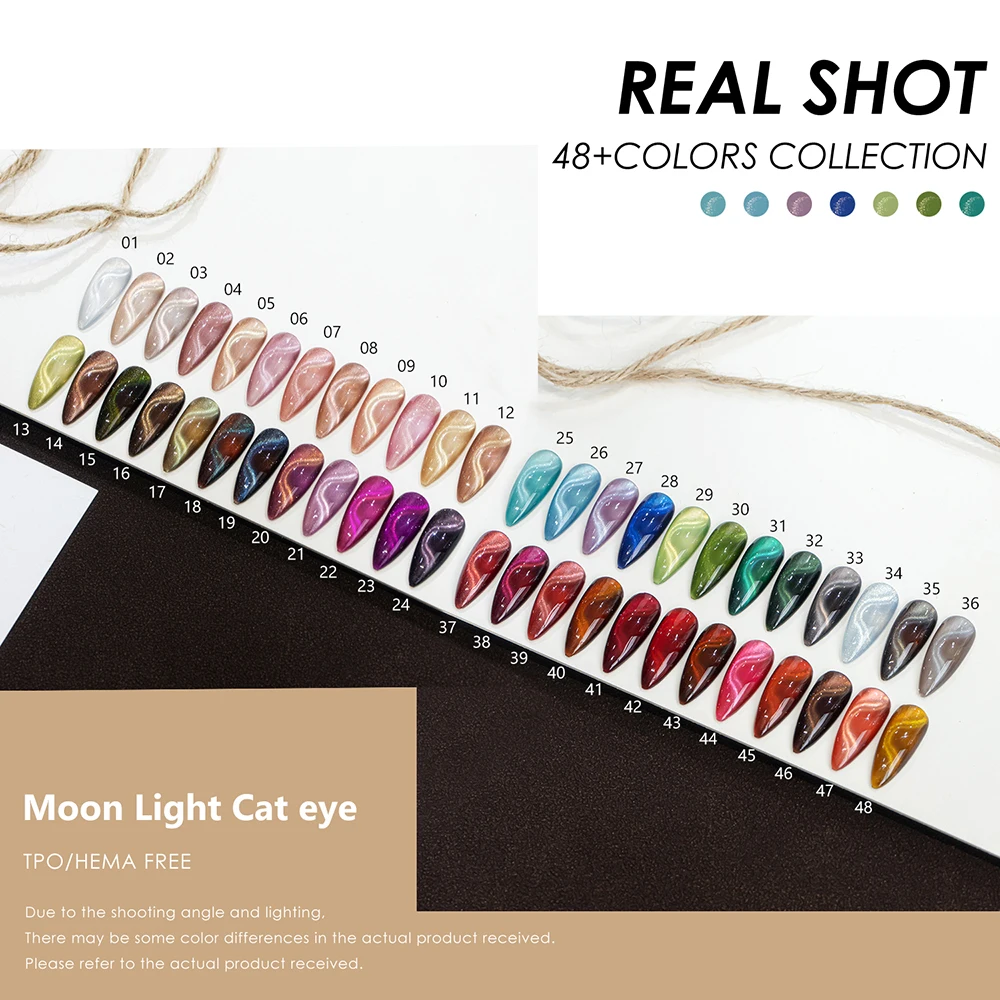 Vendeeni 48 Farben/Set Mondlicht Kristall Katzenaugen-Gel-Nagellack UV Magnetisch Traumhafte Glasperlen Katzenaugen-Gel-Lack mit Display – Detail 7