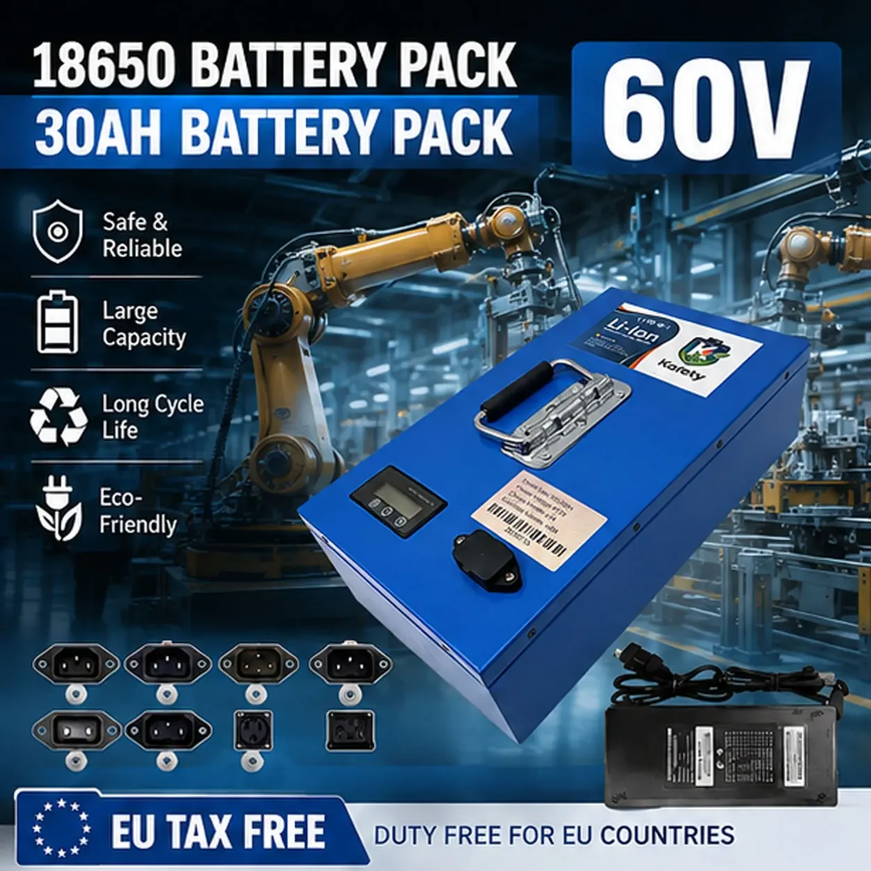 Image of 60V 21700 Lithium-Akku-Pack 20AH-100AH Volle Kapazität Leistungsstarker Akku Schneller Lufttransport Geeignet für 250-3000W Mit Ladegerät