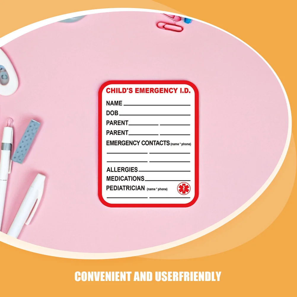 

15Pcs Child Safety Medical Information Labels Bright Red Waterproof Adhesive Emergency Car Remarkable Identification