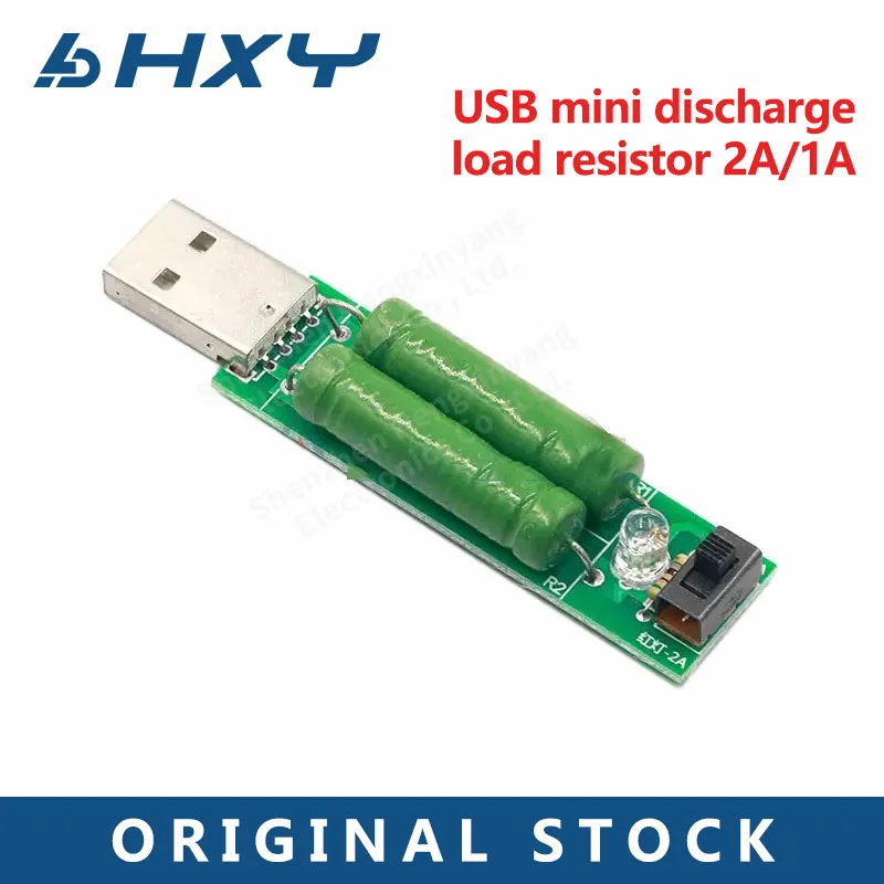 USB mini discharge load resistor 2A/1A with switch 1A Green led, 2A red LED