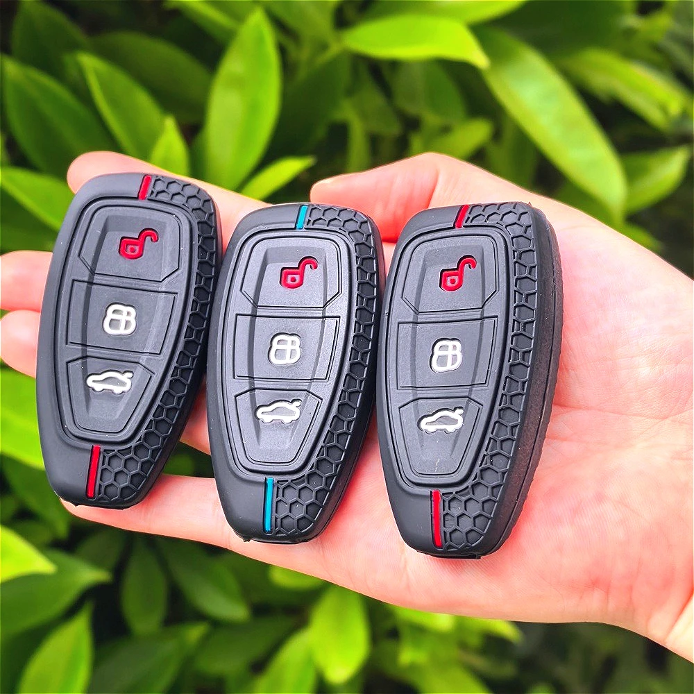 Car Key Pack for Ford ST Line Fiesta Focus Mondeo Ecosport Kuga Puma Edge Escape Metallic Silicone Car Key Fob Case Accessories