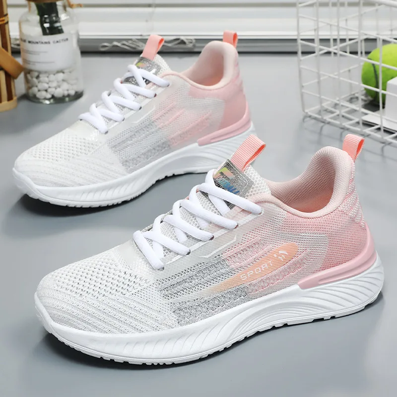 

Running Shoes For Women Ladies Sneakers Mesh Woven Flats Sport Footwear Athletic Gym Trainers Lightweight Breathable Casual