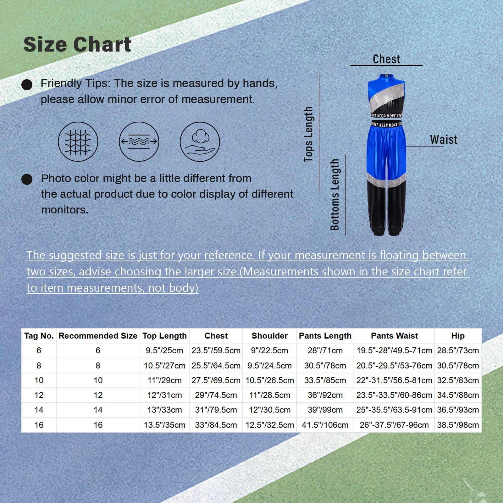Kids Girls Metallic Jazz Dance Costume Street Cheerleader Dance Outfits Sleeveless Sequins Color Block Crop Top with Pants Sets