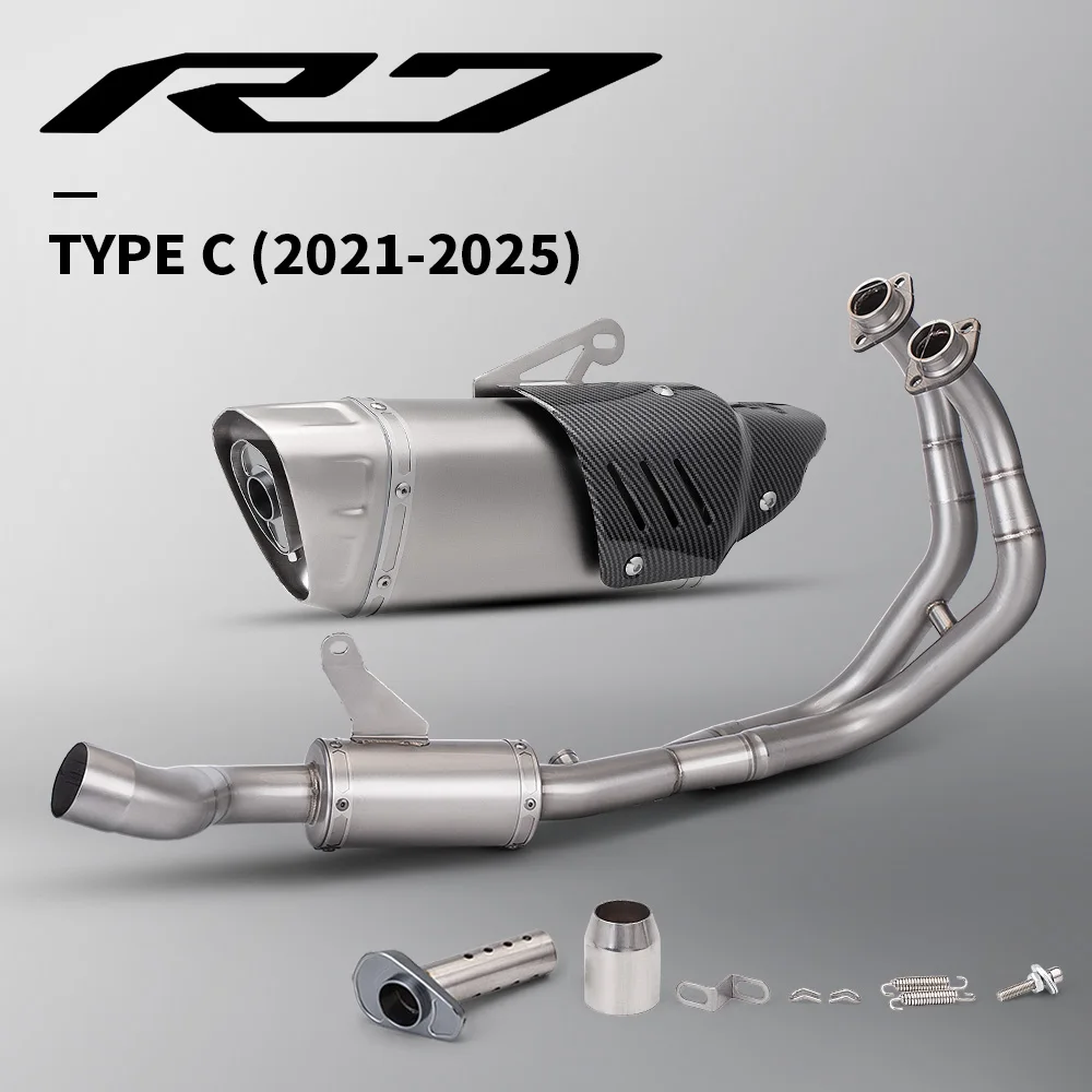 Uitlaatsysteemset van roestvrij staal voor R7 FZ07 XSR7 K10 2021-2025, geschikt voor motorfietsen, hoge prestaties, compleet.