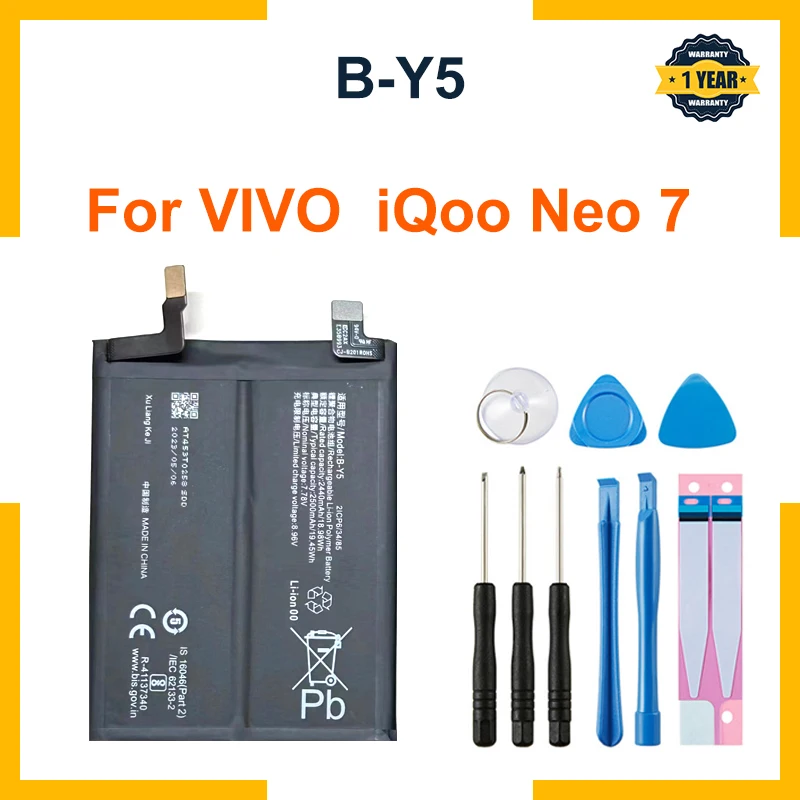 Bateria para telefone móvel VIVO IQOO NEO 7, B-Y5 Bateria, Novo