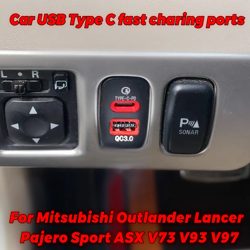 

Автомобильный переключатель противотуманных фар, быстрое зарядное устройство TYPE-C PD USB для Mitsubishi Outlander ASX V93 V97 Lancer EX Pajero Sport, аксессуар для обновления