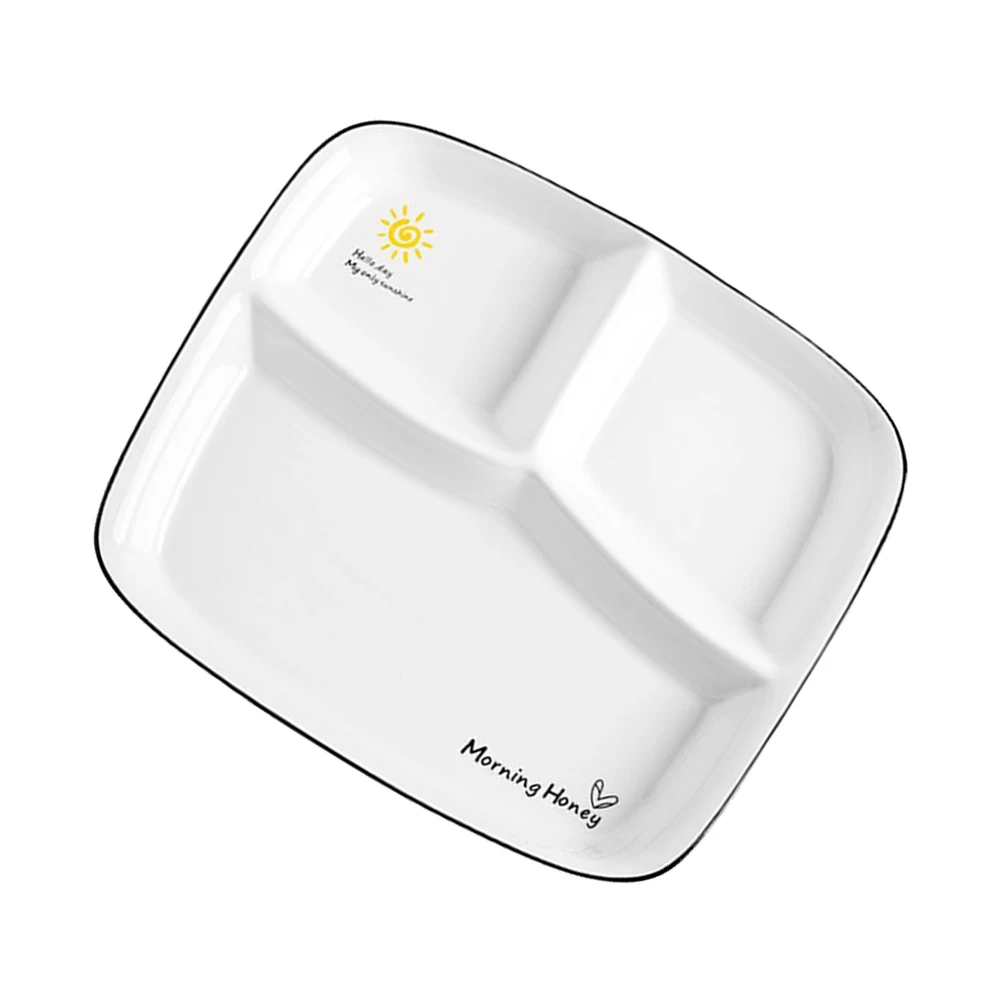 

1Pcs Quantitative Serving Ceramic Plate White Three-Grid Design Fine Workmanship Food-Safe Sturdy Restaurant Hotel Use