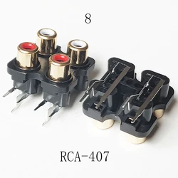 2PCS 2Colors ( Red + White )  RCA Female Connector Stereo audio Jack AV Audio input socket RCA-407 Golden