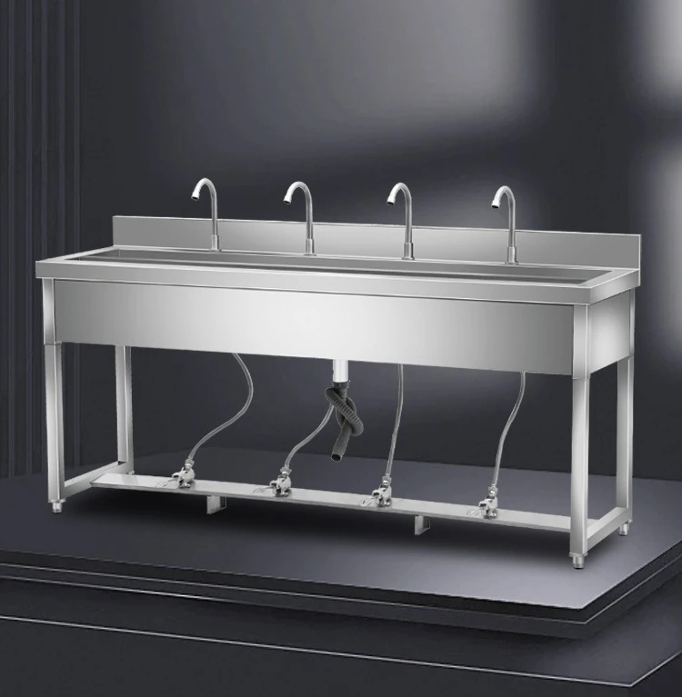 304 stainless steel foot-operated sink multi-person
