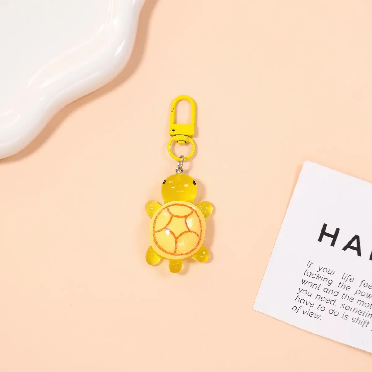 Cute Luminous Tortoise Keychain Resin Cartoon Key Ring Handbag Pendant Handmade Gift for Women Friends