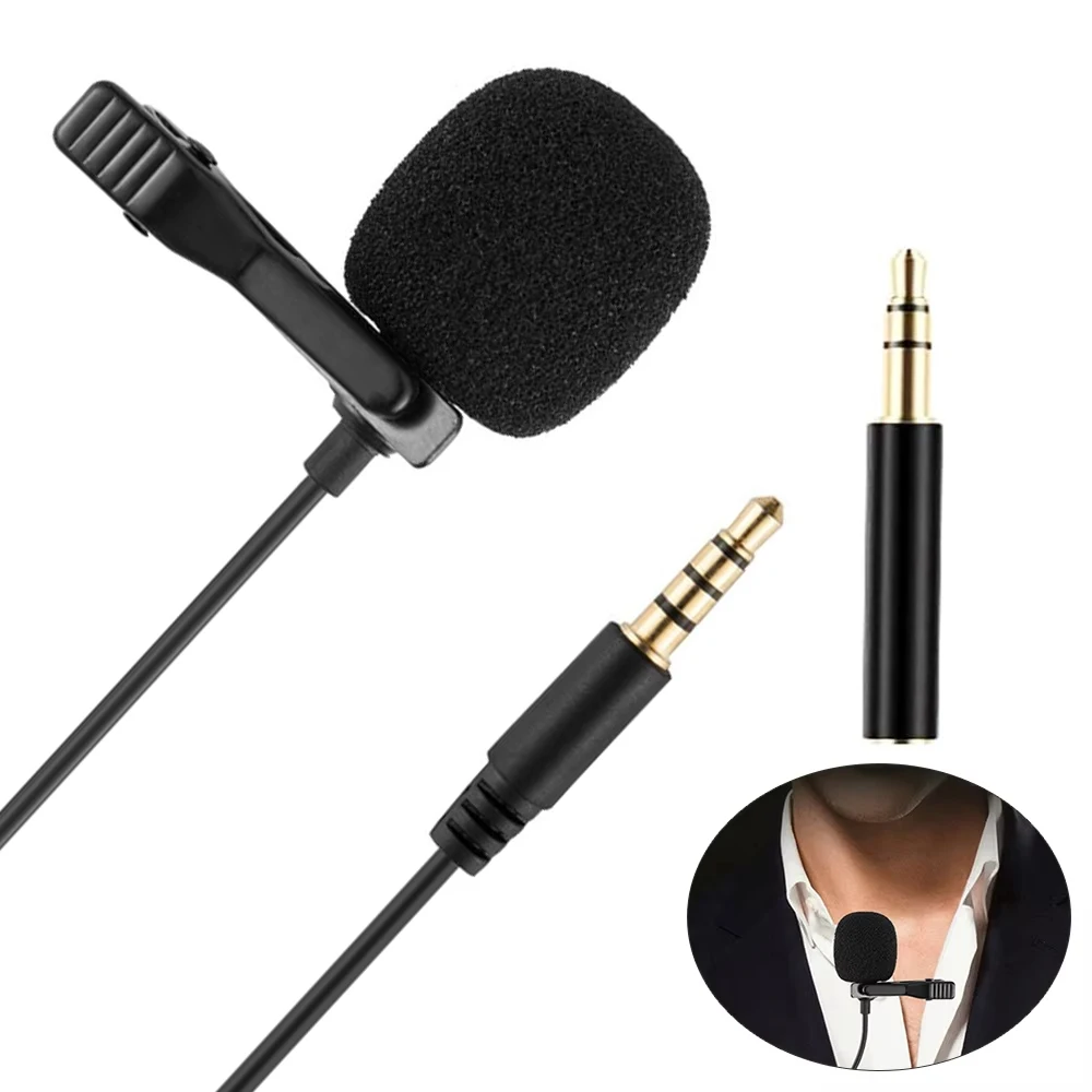 Lavalier Microphone 3.5mm Clip-On Lapel Mic forMobile Phone Tablet DSLR Camera PC Interview Video Camcorders Audio Recorder