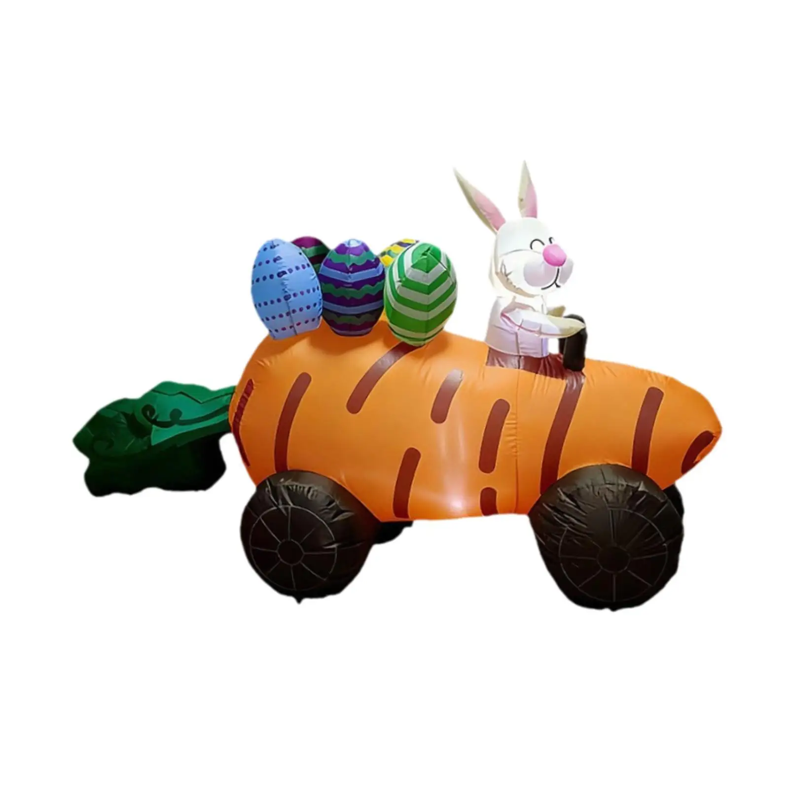 Decorative Easter Inflatable Bunny Toy Weatherproof LED Carrot Car Garden Lawn Decor for Outdoor Celebration