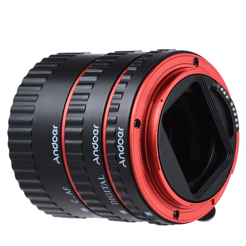 Andoer TTL Auto Focus AF Macro Extension Tube Ring for Canon EOS EF EF-S 60D 7D 5D II 550D Red