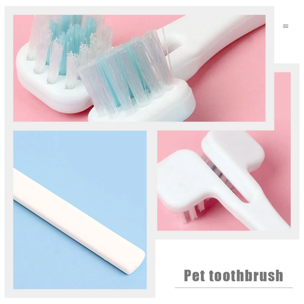 

8pcs Double-Head Pet Toothbrush For Dogs Soft Bristles Manual Teeth Cleaner With Anti-Slip Handle Small Head Oral Care Tool For