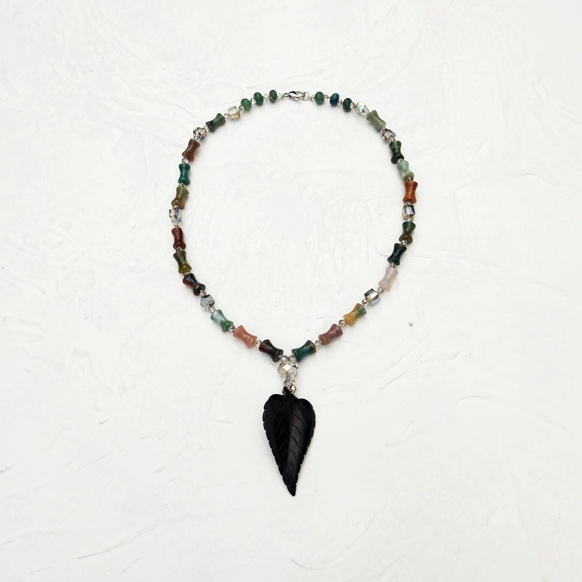 Lii Ji – collier avec pendentif en pierre véritable, Agates indiennes, cristal, Jade noir, 53cm, bijoux pour femmes, vente en Stock