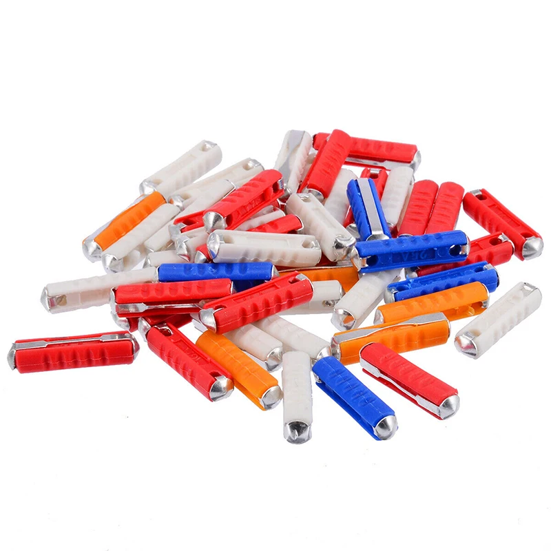 50Pcs Fuses Accessory Amperage Protect circuits Replacement Set Auto Car Ceramic Continental Torpedo Style New