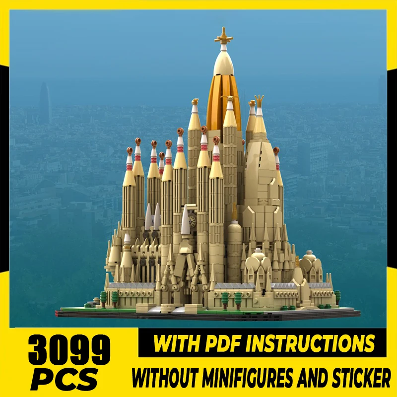 

City Street View Moc Building Blocks Sagrada Familia Соборная модель Технология Кирпич DIY Сборка Строительная игрушка Праздничный подарок