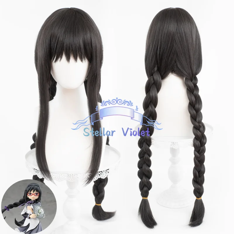 

Аниме Puella Magi Madoka Magica Akemi Homura Косплей Парик Черный 90 см Хвост Термостойкие Синтетические Волосы Аниме Парики + Кепка Для Парика