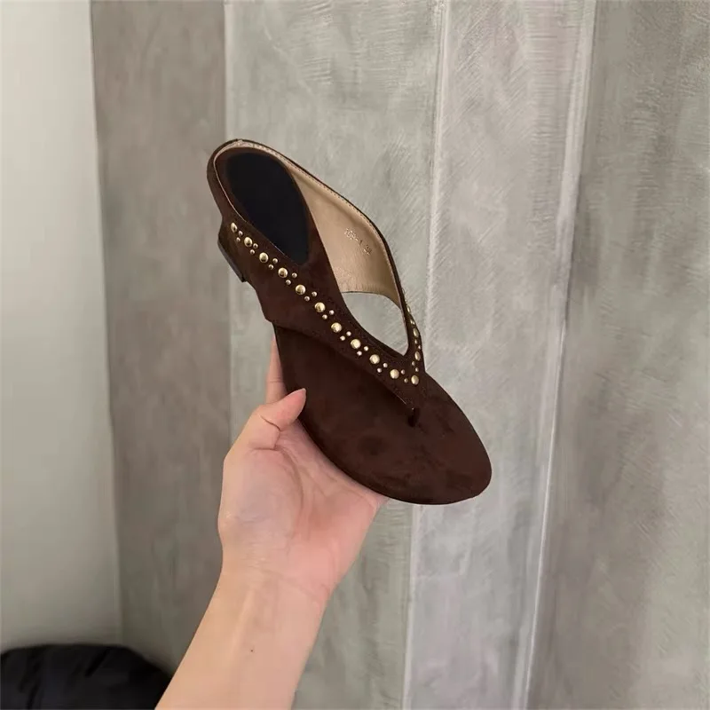 Women's New Studded Toe-Post Flip Flops, Comfortable and Stylish Wedge Sandals - view 4