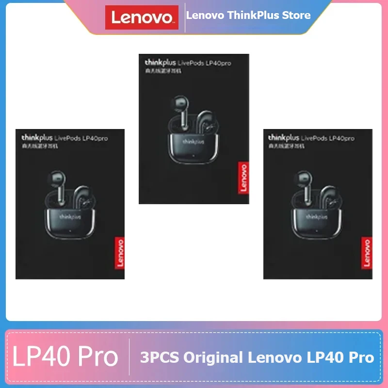 

3PCS Lenovo LP40 Pro 100% Original lp40pro Earphones Wireless Bluetooth 5.1 Headphones TWS Sport Noise Reduction Touch Control