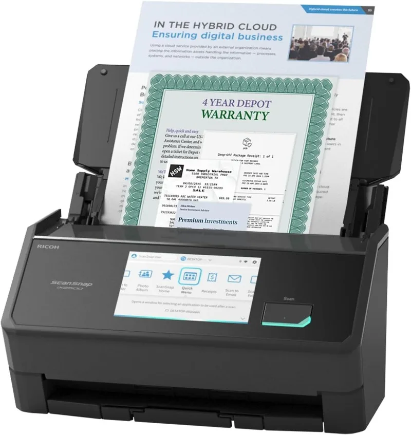 ScanSnap IX2500 Premium Wireless or USB High-Speed Cloud Enabled Document, Photo & Receipt Scanner with Large 5