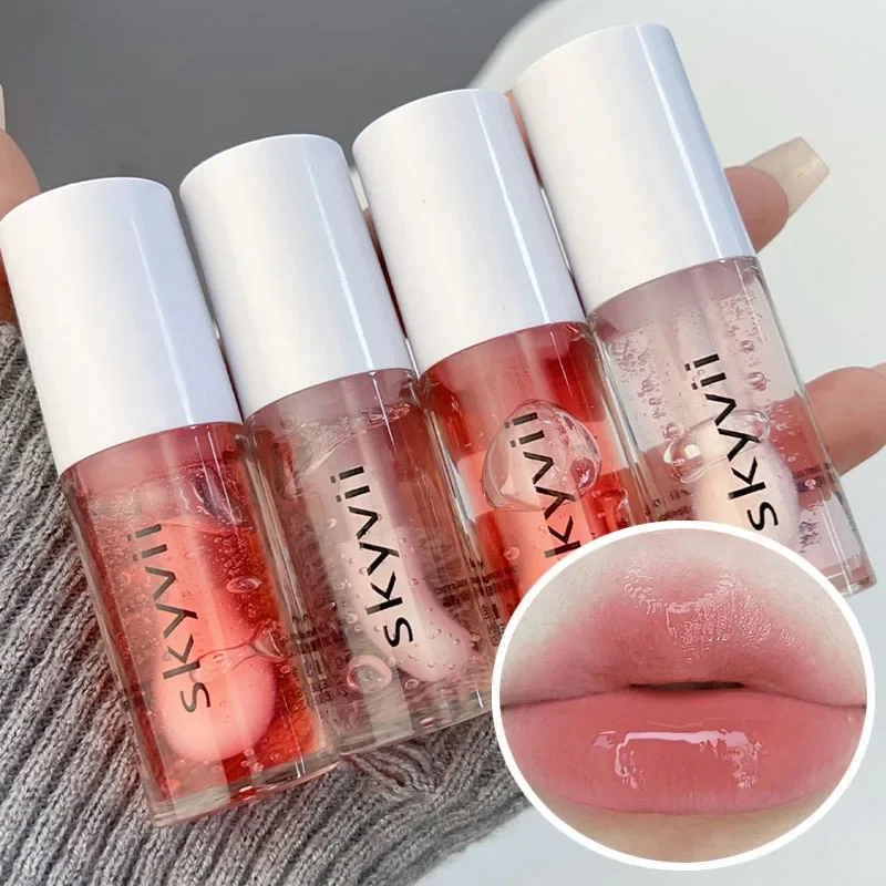 Mirror Jelly Pink Lip Oil, lápiz labial de cristal de agua, brillo de labios duradero, hidratante, Reduce las líneas de labios, cuidado de los labios, Cosméticos de maquillaje coreano