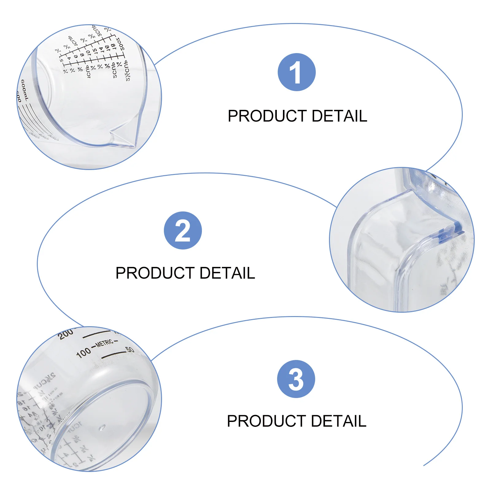 

3 Pcs Measuring Cup Set Cups Transparent Scale Cylindrical Kitchen Bakery Pp Food Clear Baking
