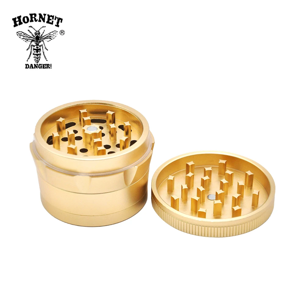 HORNET Aircraft Aluminum Crusher 63 MM 4 Layers Crusher Hand Crank with Diamond Teeth Smoking Accessories Customized Logo