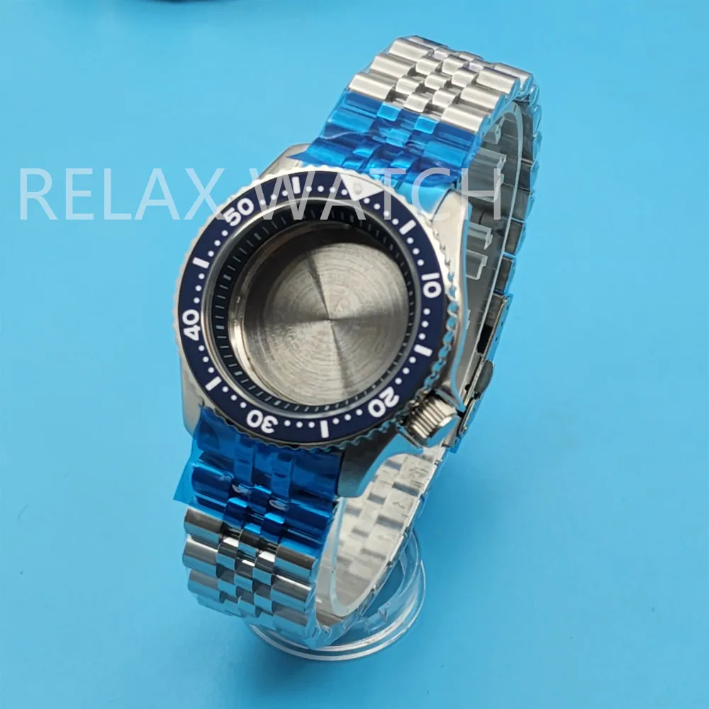 42mm Sapphire Glass 3.8 Crown Stainless Steel Watch Case Jubilee WatchBand Strap Fits NH35 NH36 Automatic Movement SKX007