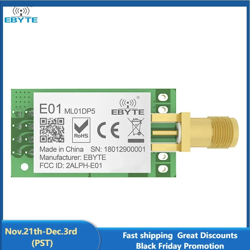 nRF24L01P 2.4GHz PA LNA 20dBm Wireless Module SPI Antenna SMA-K Transceiver Receiver Tansmitter EBYTE E01-ML01DP5