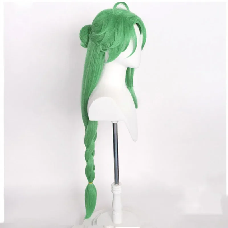 جينشين إمباكت بايزو شعر مستعار تأثيري باي تشو الأخضر طويل جديلة مقاومة للحرارة الاصطناعية الشعر أنيمي الباروكات + غطاء شعر مستعار + نظارات #1