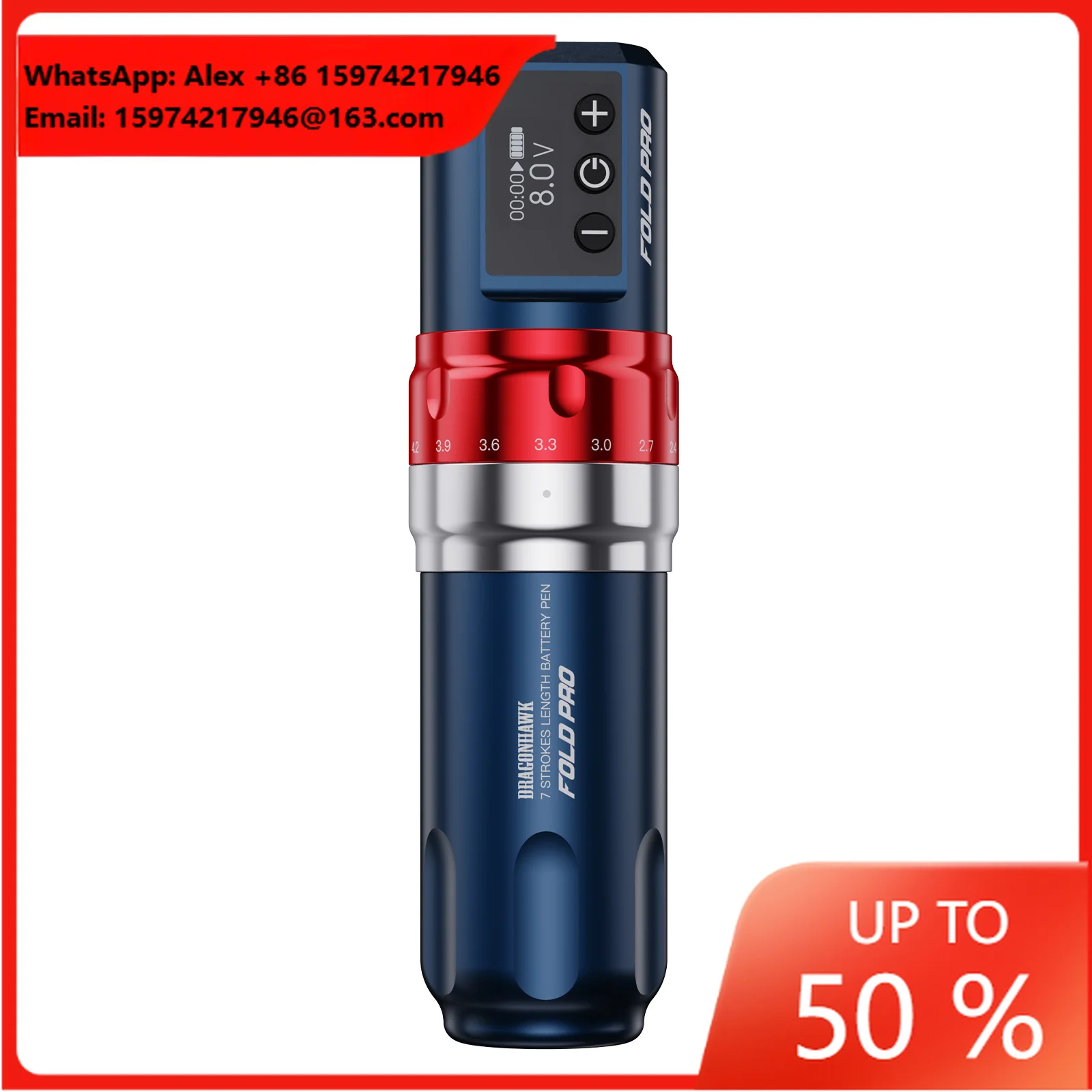Mast Fold Pro Multifunction Pen 7 Strokes Length Battery Pen Tatoo Machine Tattoo Wireless Dragonhawk