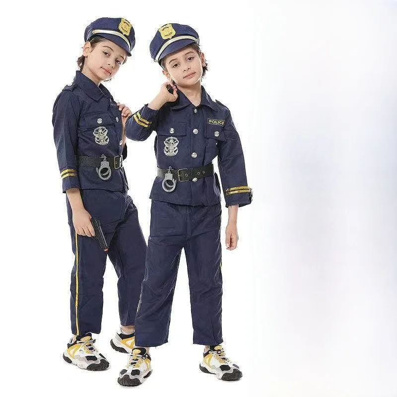 Costume de Police pour enfants, Costume de jeu de rôle, Costume de spectacle loween, mascarade Par, matériau PU, Code KTV Dr
