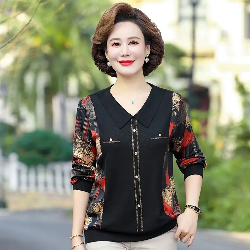 Nuevo jersey empalmado para mujer, cuello redondo, camisa de punto de estilo de fondo de Color sólido a la moda con mangas largas