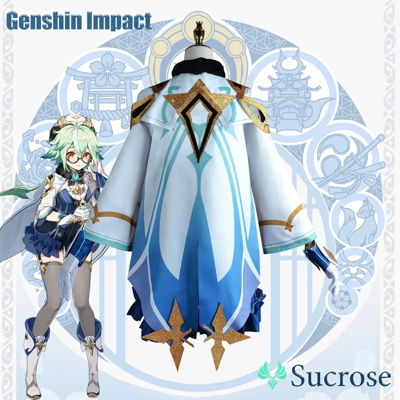 Genshin Impact Sacarose Cosplay Traje para Mulheres, Uniforme Adulto de Carnaval, Anime Halloween Party Costumes, Masquerade Game