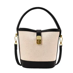 Borsa da donna di Design alla moda borsa a secchiello borsa a tracolla da donna retrò borsa a tracolla in pelle di tela leggera di lusso per le donne