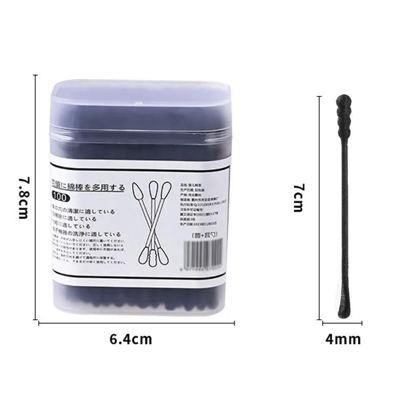 Coton-tige en spirale 2 en 1 à Double tête, 100 pièces, cuillère de nettoyage des oreilles jetable, élimination des points noirs, choix de coton, fournitures de soins de beauté