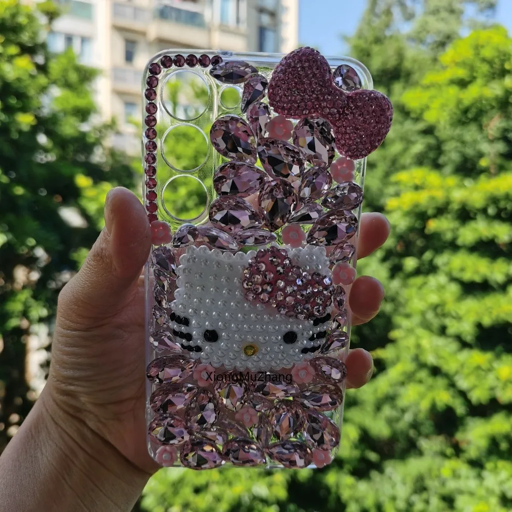 Hello Kitty Strass-Hülle für Samsung S25 S6 Ultra S24 Ultra S23 S22 Plus S21 FE S20 S10 Note 20 10 Hülle Diamant-Handycover – Detail 3
