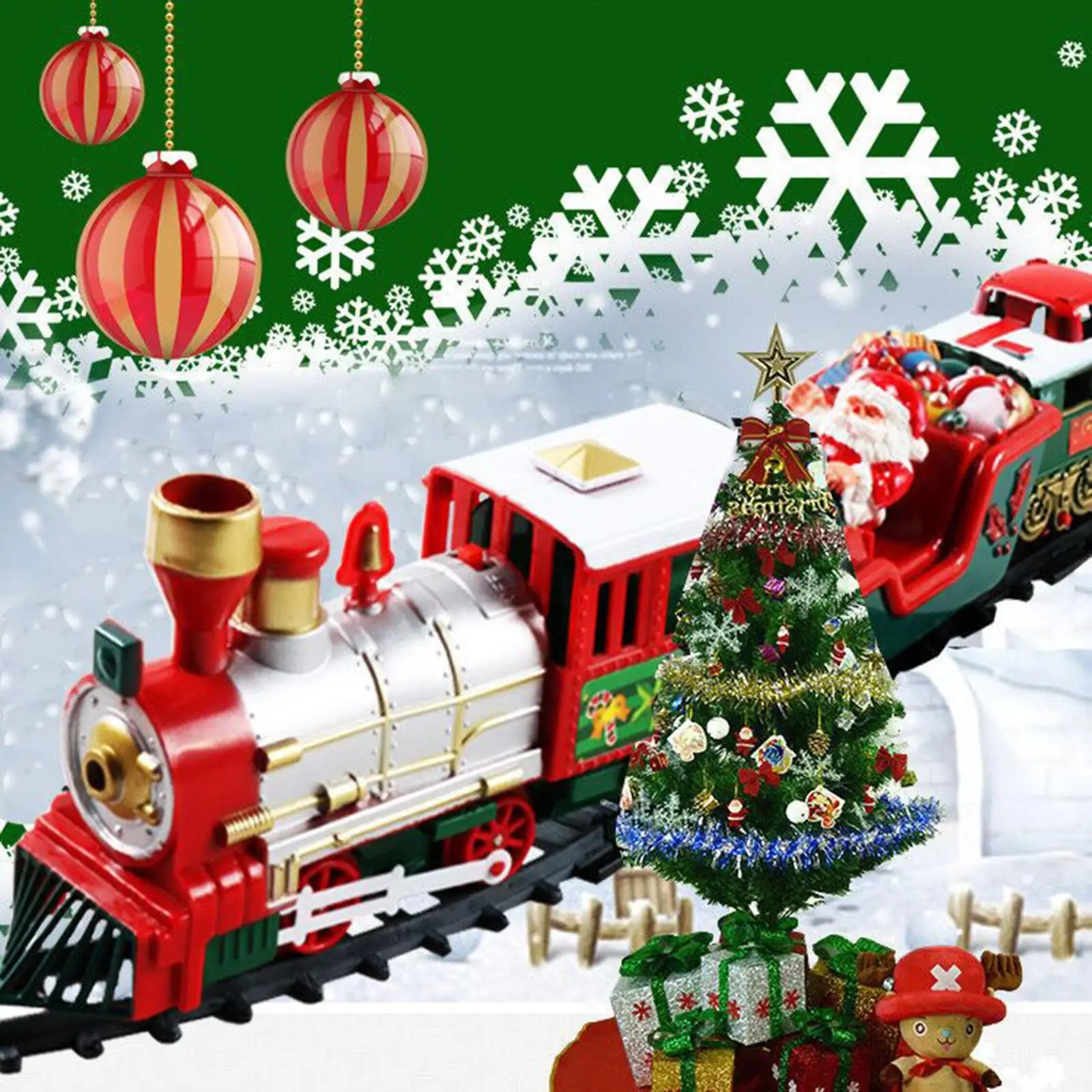 Trem de natal brinquedos elétricos decoração da árvore de natal trem pista quadro ferroviário carro com som luz ferroviário carro presentes de natal